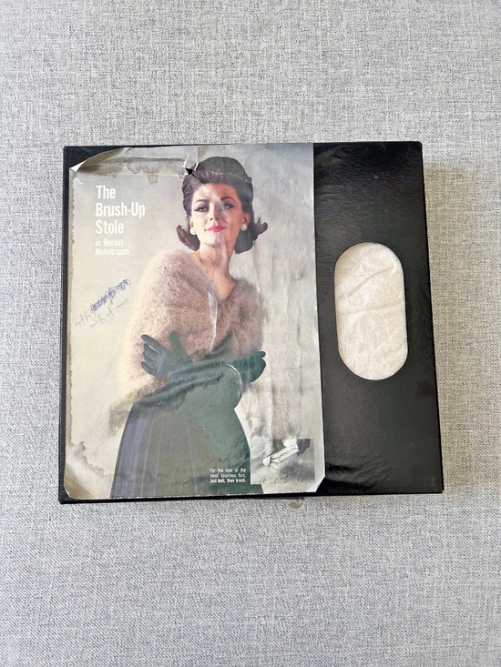 Bernat Accessories - Vintage 1950s Bernat Mohairspun Shoulder Wrap Hand knit in original box